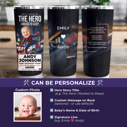 Personalized Baby Spiderman Tumbler – Funny CNN Superhero Gift for Moms & Kids